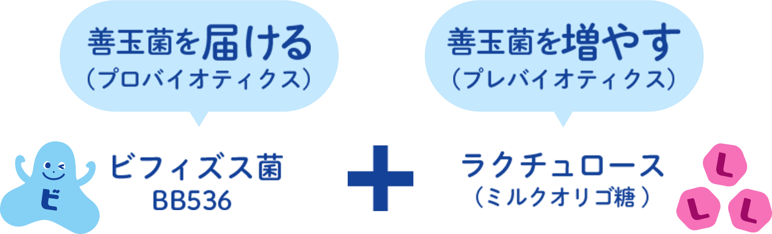 善玉菌を届けるビフィズス菌BB536＋善玉菌を増やすラクチュロース