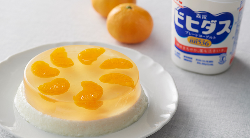 みかんとヨーグルトの2層ゼリー
