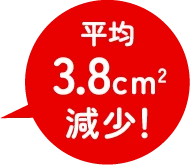 摂取前と16週間摂取後を比べて、ビヒズス菌摂取群が平均3.8cm²減少!